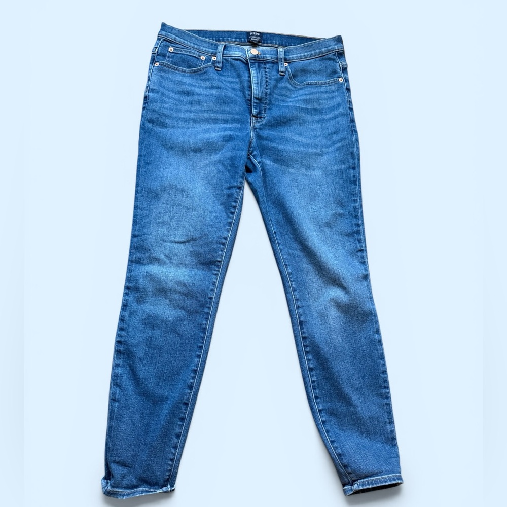 J. Crew Women's Mid Rise Skinny Jeans in Blue Denim